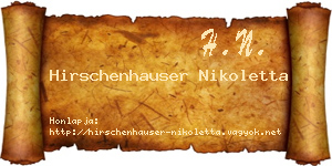 Hirschenhauser Nikoletta névjegykártya